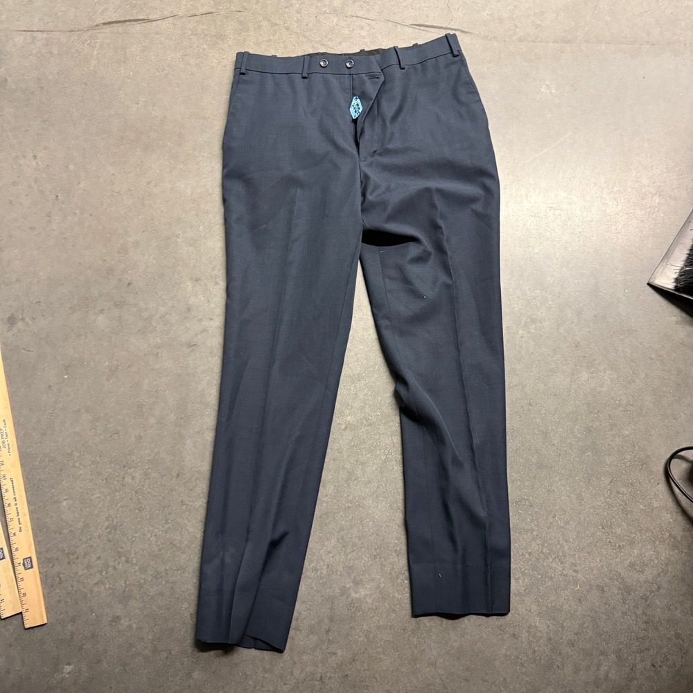 Luca Rossi Italia Mens Navy Blue Wool Blend Dress Pants 36W 31.5L Kelly-A 0P
